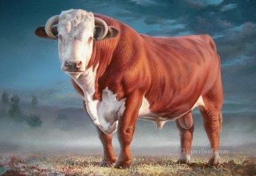 taureau de Hereford Peinture à l'huile